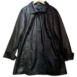 Centigrade Women's Winter Leather Jacket Long Sleeve Size XL Black Repair Needed